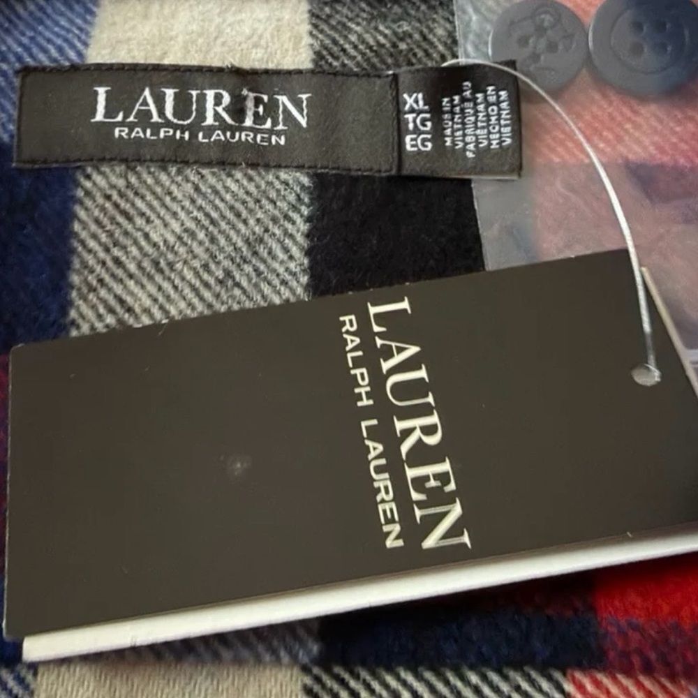 NWT Lauren Ralph Lauren Women’s Buffalo Check Belted Shirt Jacket XL - Picture 10 of 11
